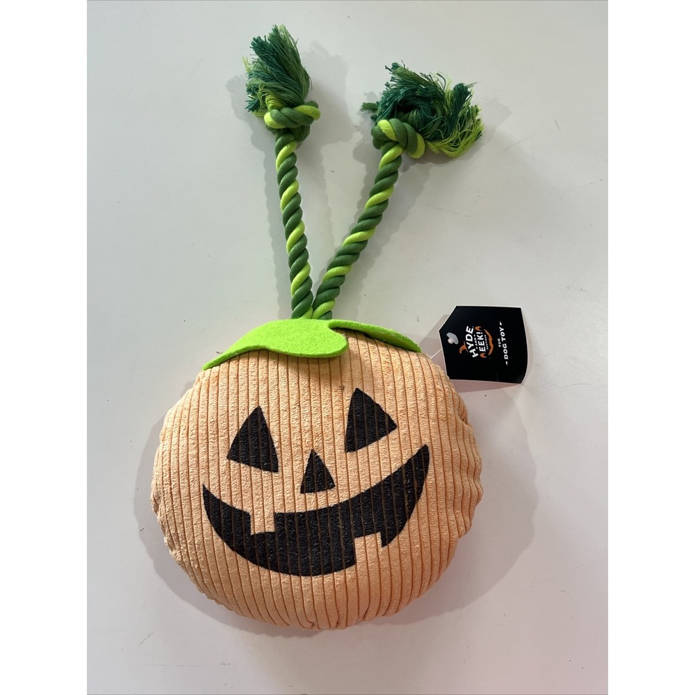 Dog Toy Pumpkin with Rope Plush  - Hyde & EEK! Boutique Orange Halloween New